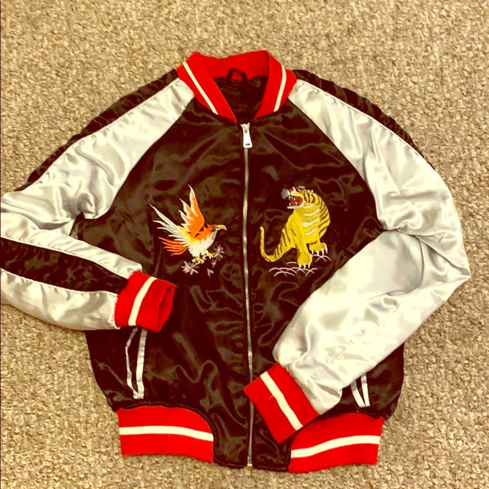 Japan design black silk jacket, super comfy!